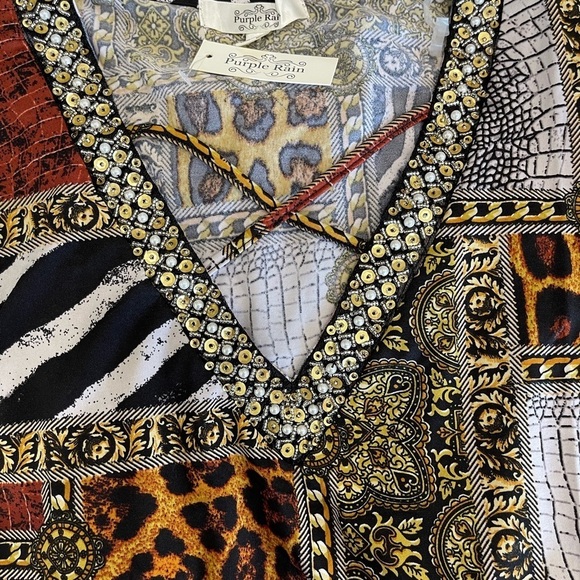 Purple Rain NWT size 3X blouse with animal abstract work career modest mob wife - Picture 6 of 13